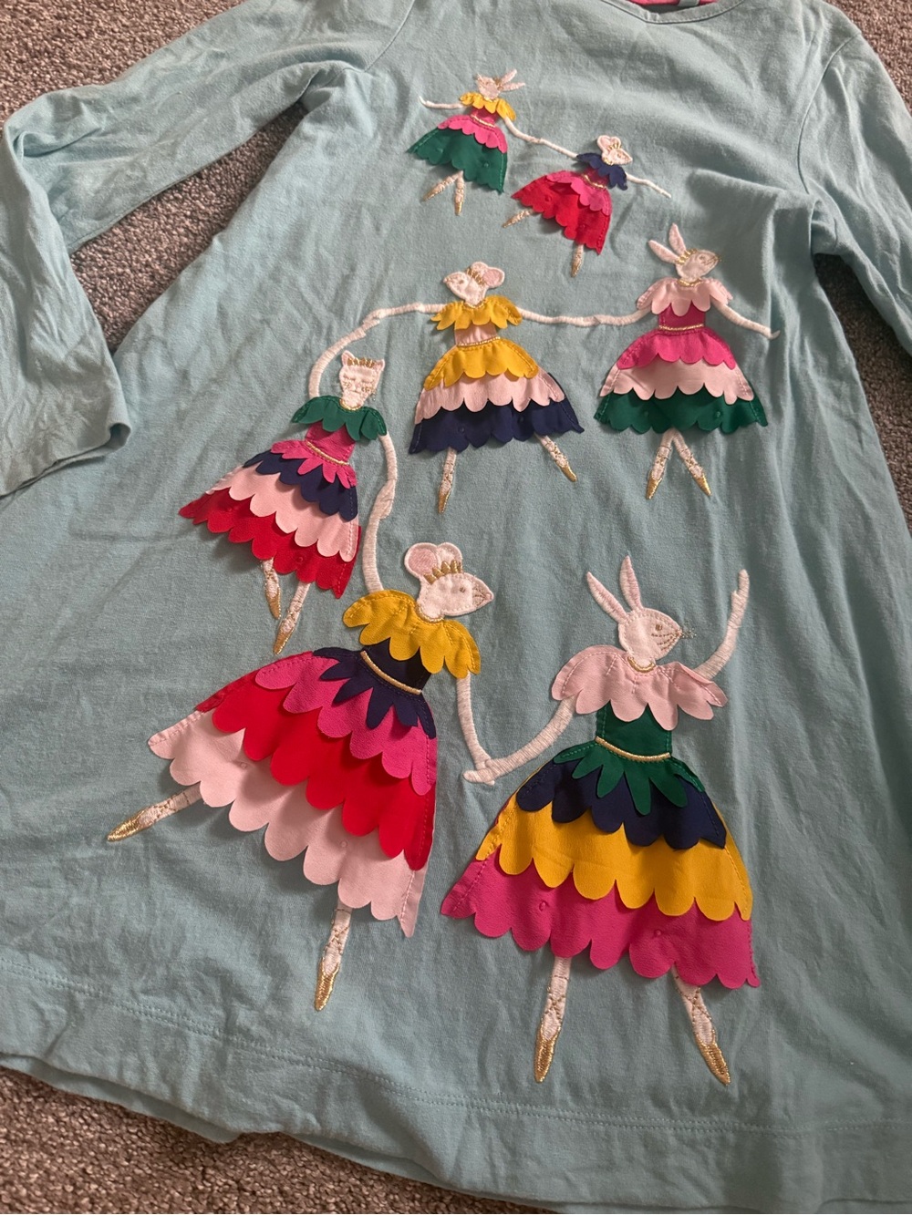 Mini Boden Ballerina Bunny Appliqué Dress Sz 7-8 - Picture 4 of 5